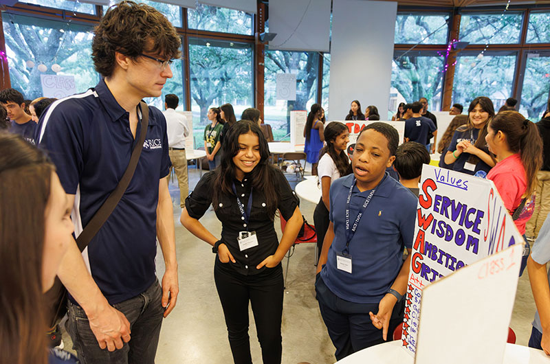 Students giving presentations