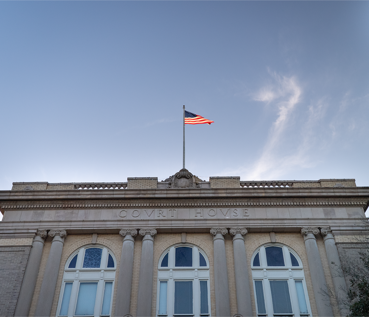 Flag over courthouse