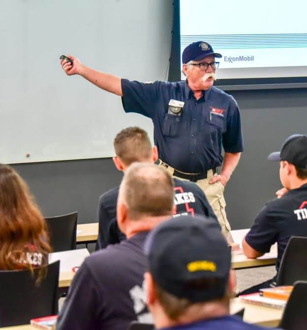 Firefighters learning in the classroom